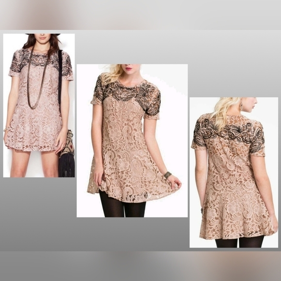 FP Movement by Free People Dresses & Skirts - Free People Pink Beautiful Dreamer Blush Lace Tunic Dress